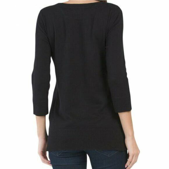 New! ADRIENNE VITTADINI Boat Neck Split Hem Tunic Sweater - Picture 2 of 6